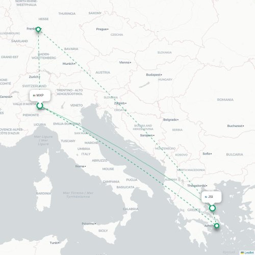 Milano - Skiathos karta över direktflyg