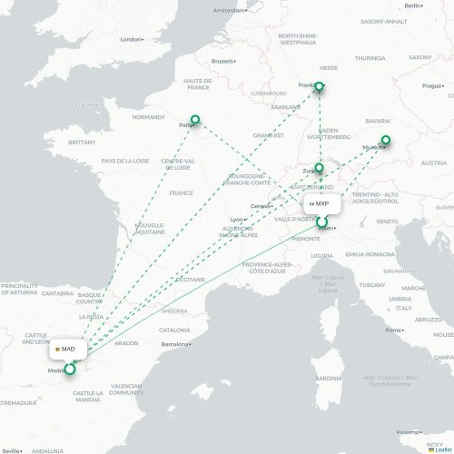 Milan - Madrid carte du vol direct