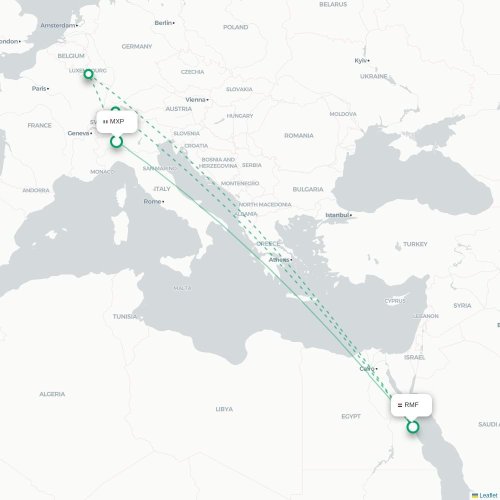 Mapa lotu bezpośredniego Mediolan – Marsa Alam