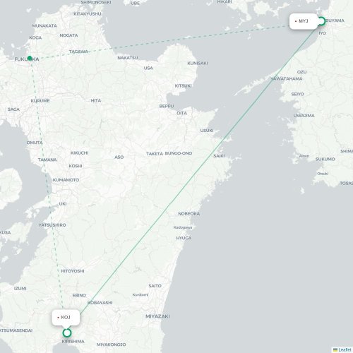 Mapa de vuelo directo Matsuyama - Kagoshima