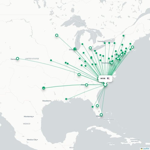 MYR routes and destination map