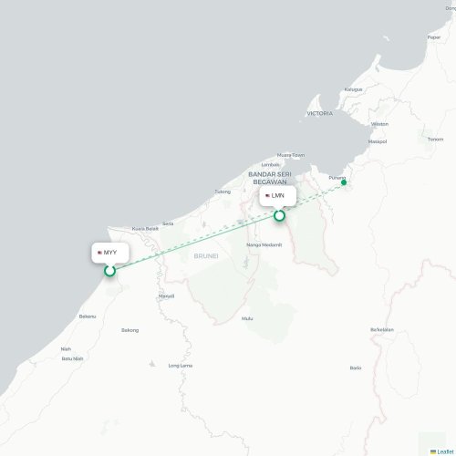 Mapa de vuelo directo Miri - Limbang