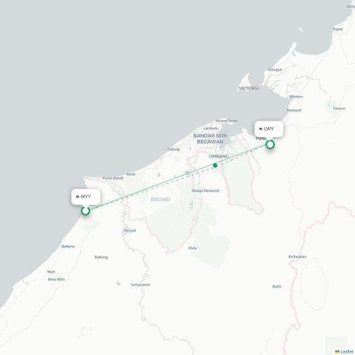 Mapa de vuelo directo Miri - Lawas