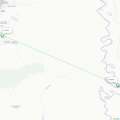 Mapa lotu bezpośredniego Miri – Marudi