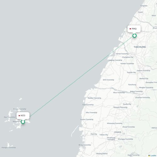 Mapa lotu bezpośredniego Magong – Taizhong