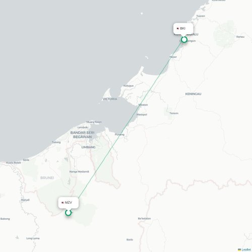 Mapa de vuelo directo Mulu - Kota Kinabalu