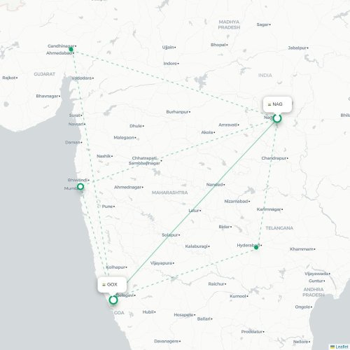 Nagpur - Pernem kort over direkte fly