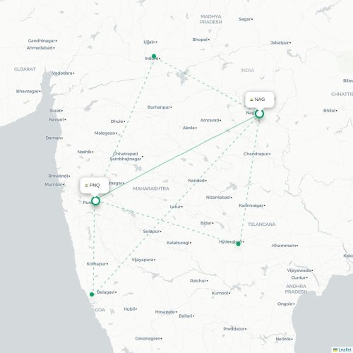 Nagpur - Pune kort over direkte fly
