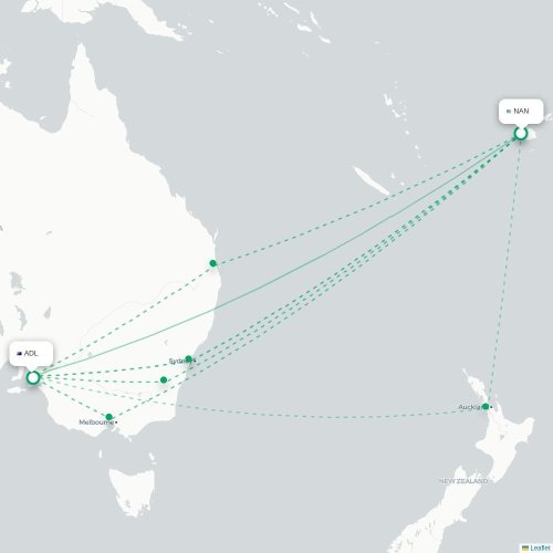 Mapa lotu bezpośredniego Nadi – Adelajda Południowa