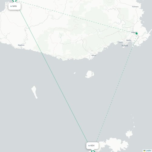 Mapa lotu bezpośredniego Nadi – Kadavu Island