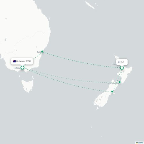 Mapa lotu bezpośredniego Nadi – Melbourne
