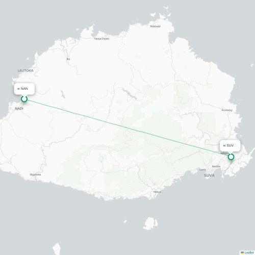 Mapa lotu bezpośredniego Nadi – Suwa