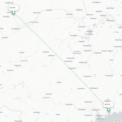 Mapa lotu bezpośredniego Nanchong – Huizhou