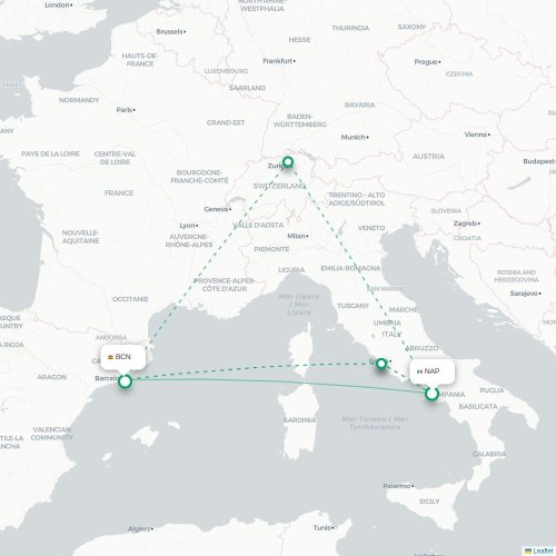 Naples - Barcelone carte du vol direct