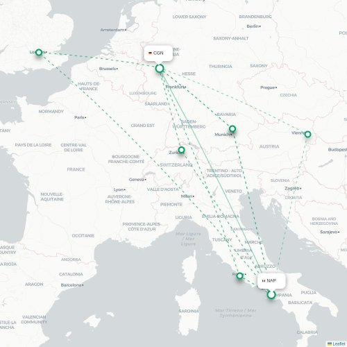 Mapa lotu bezpośredniego Neapol – Kolonia