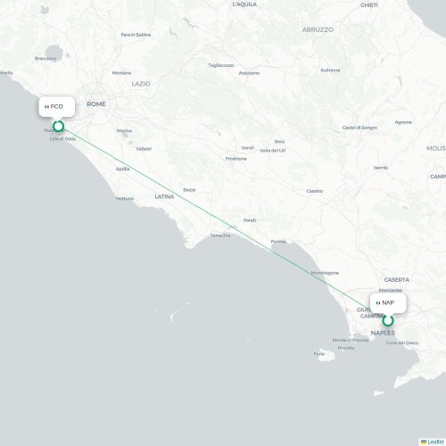 Mapa lotu bezpośredniego Neapol – Rzym