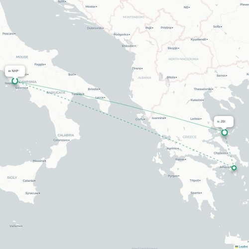 Neapel - Skiathos karta över direktflyg