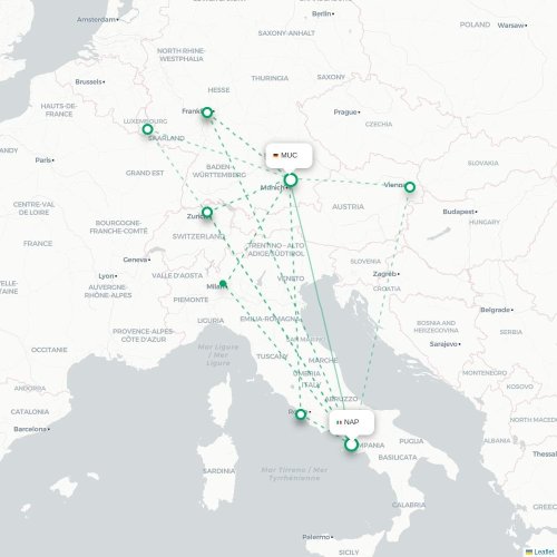 Naples - Munich carte du vol direct