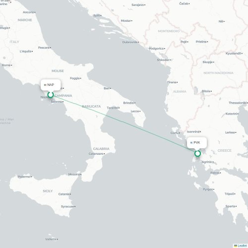 Neapel - Preveza karta över direktflyg
