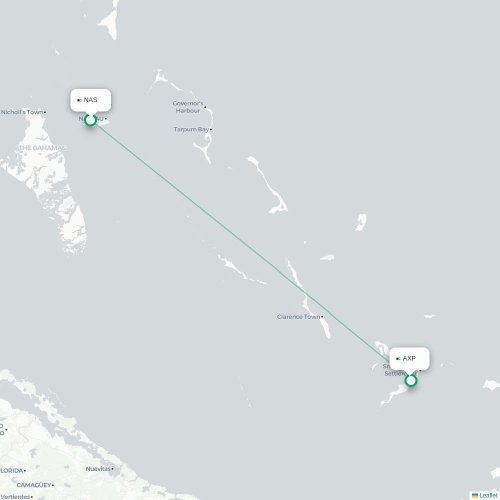 Mapa lotu bezpośredniego Nassau – Spring Point