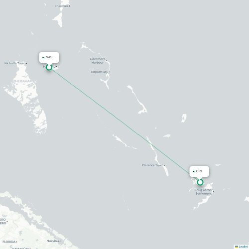 Mapa lotu bezpośredniego Nassau – Colonel Hill