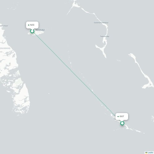 Mapa lotu bezpośredniego Nassau – Georgetown