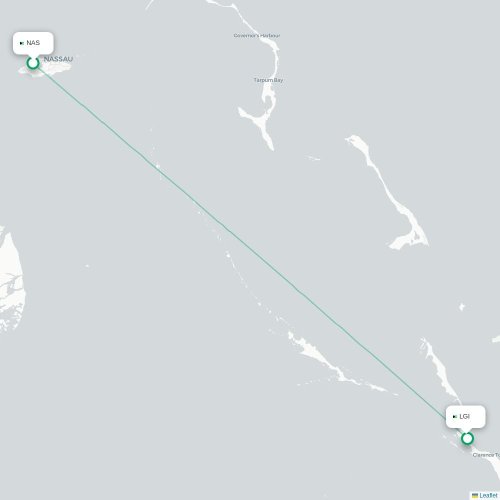 Mapa de vuelo directo Nasáu - Deadman's Cay