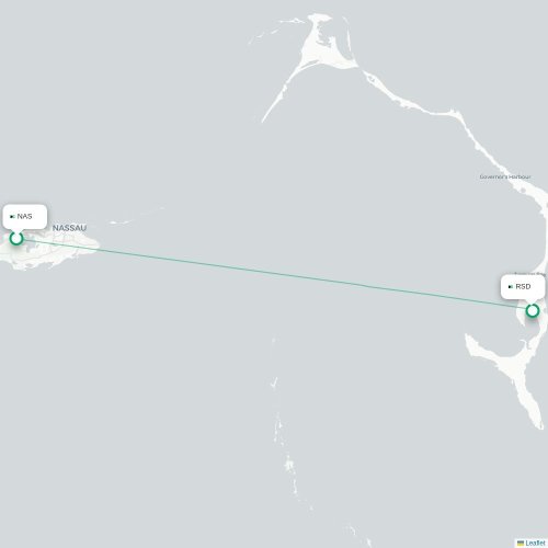 Mapa de vuelo directo Nasáu - Rock Sound