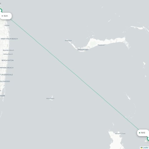 Mapa de vuelo directo Nasáu - Stuart