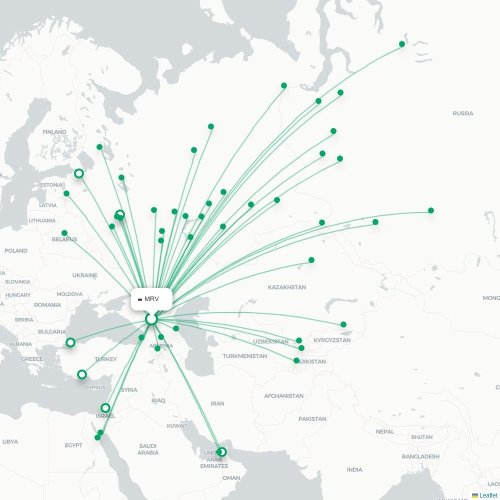 Mapa de vuelo directo Nizhnekamsk - Novy Urengoy