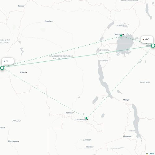 Nairobi - Kinshasa carte du vol direct