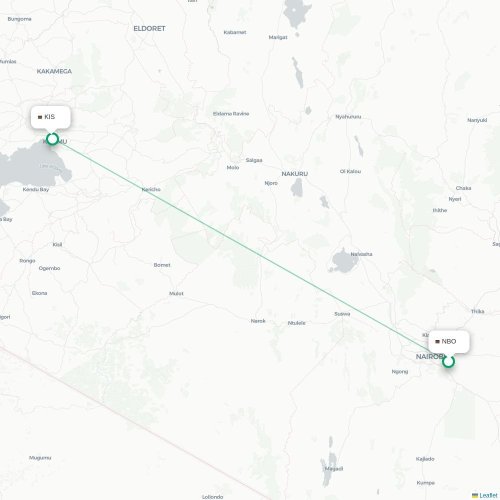 Mapa de vuelo directo Nairobi - Kisumu