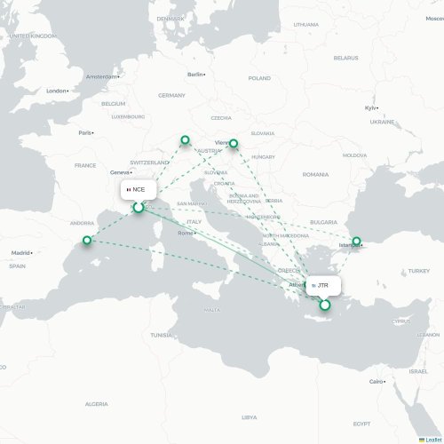 Mapa de vuelo directo Niza - Fira