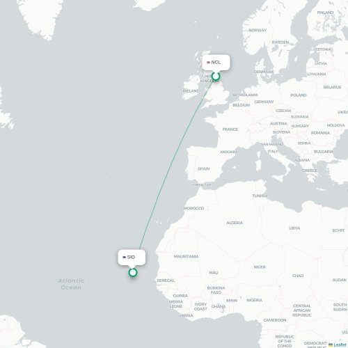 Mapa de vuelo directo Newcastle-upon-Tyne - Espargos
