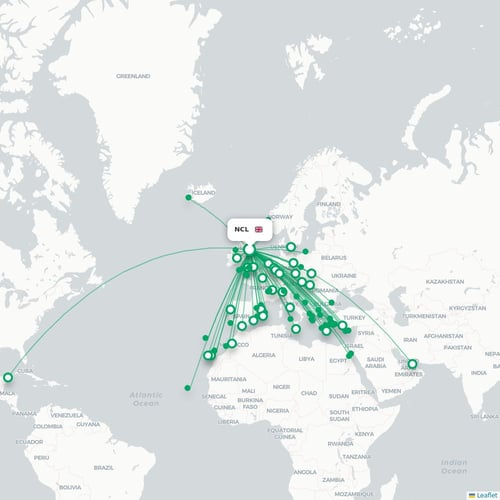 NCL routes and destination map