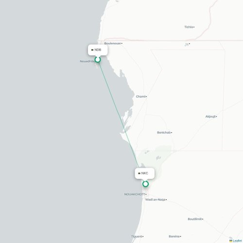 Nouadhibou - Nouakchott karta över direktflyg