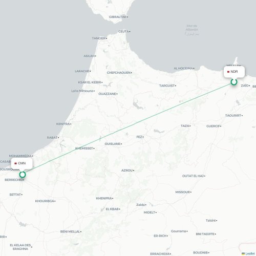 Mapa de vuelo directo Nador - Casablanca