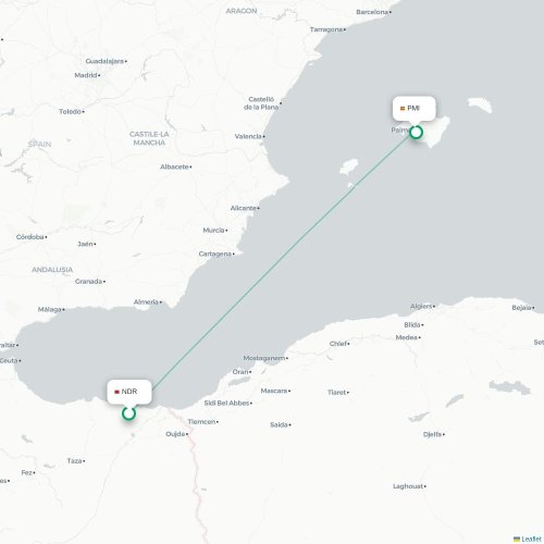 Nador - Palma de Majorque carte du vol direct