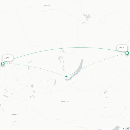 Mapa lotu bezpośredniego Neriungri – Nowosybirsk