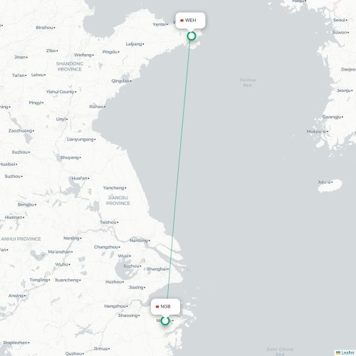 Ningbo - Weihai carte du vol direct