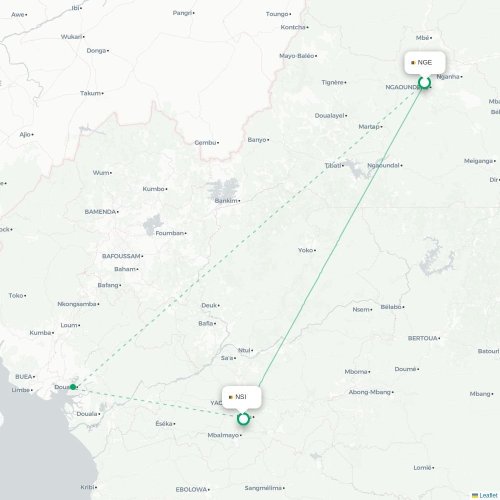 Ngaoundere - Yaounde karta över direktflyg