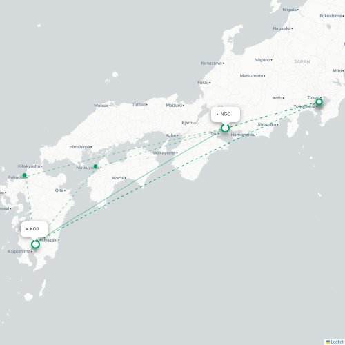 Mapa lotu bezpośredniego Nagoja – Kagoshima