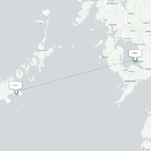 Mapa de vuelo directo Nagasaki - Goto