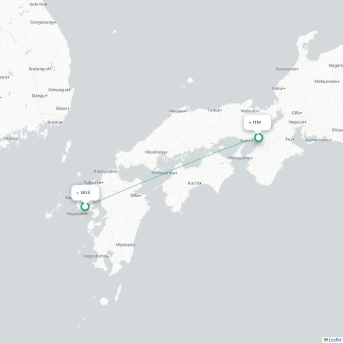 Mapa de vuelo directo Nagasaki - Osaka