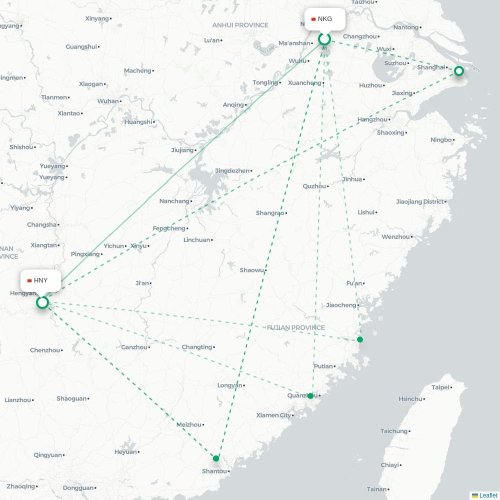 Mapa lotu bezpośredniego Nankin – Hengyang