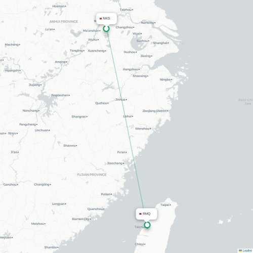 Nanjing - Shalu karta över direktflyg