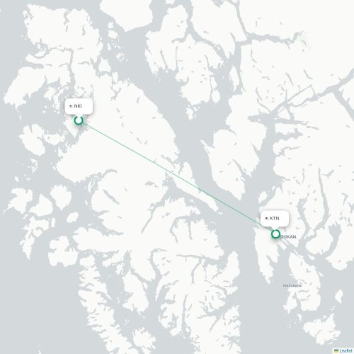 Mapa lotu bezpośredniego Naukati Bay – Edna Bay