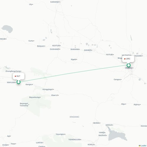 Mapa lotu bezpośredniego Ili – Urumczi
