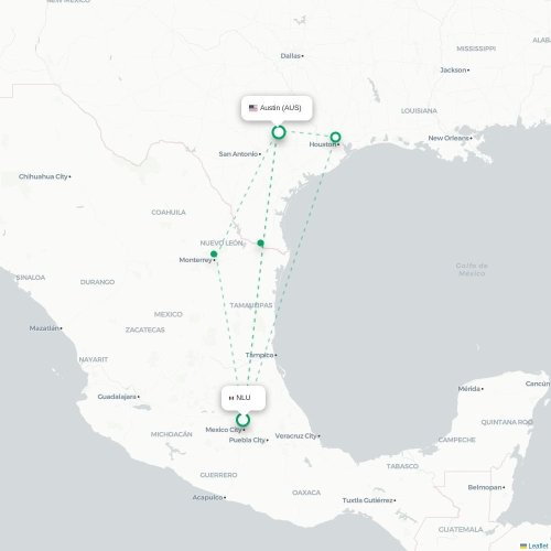 Mexico - Austin carte du vol direct