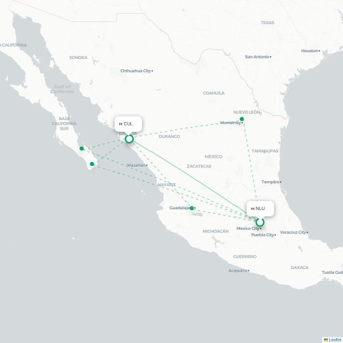 Mexico City - Culiacan karta över direktflyg